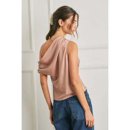 Satin Asymmetrical One Shoulder Top