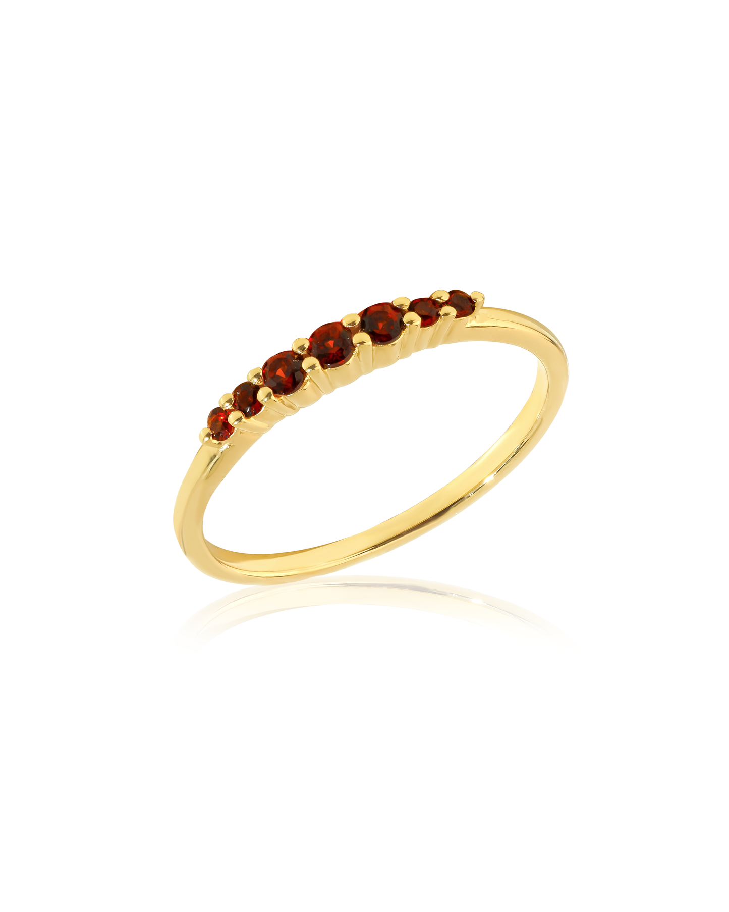 14K Gold Plated Silver Red Garnet Gemstones Solitaire Ring