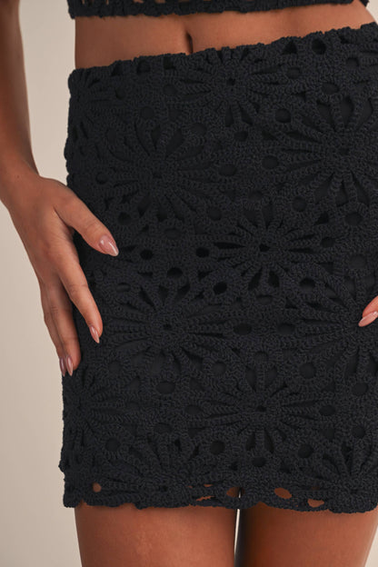 CROCHET LACE HALTER TOP AND MINI SKIRT SET