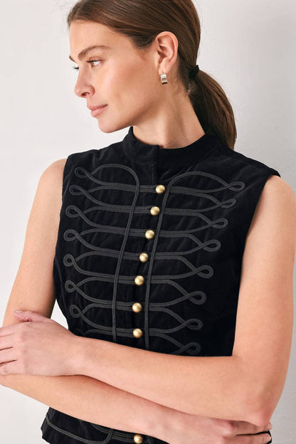 A velvet military style vest