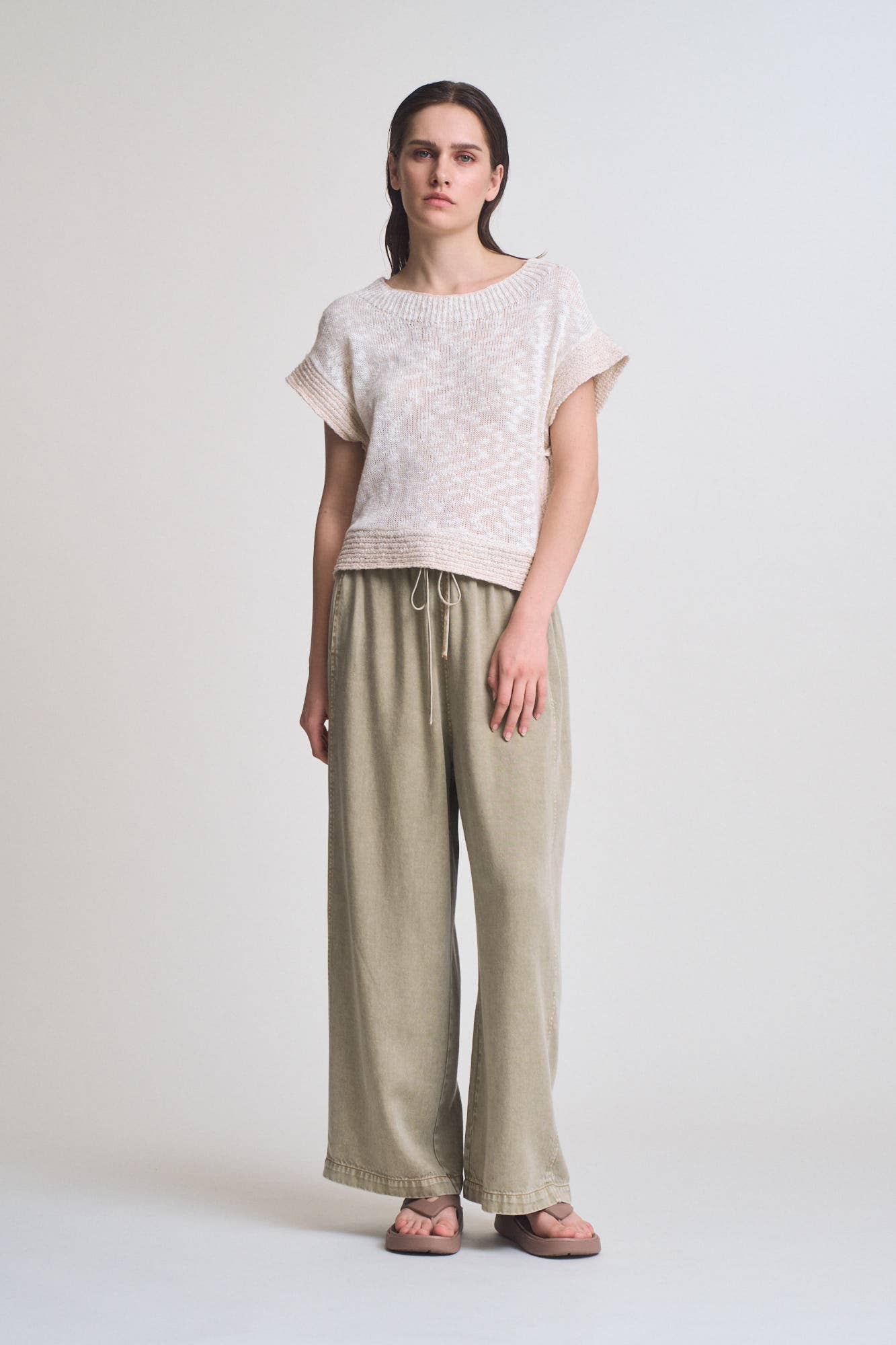 DROP SHOULDER OVERLAP SIDE SEAM KNIT TOP