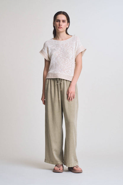 DROP SHOULDER OVERLAP SIDE SEAM KNIT TOP