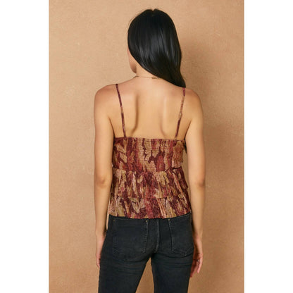 Night Rhythm Deep V-neck Pleated Top