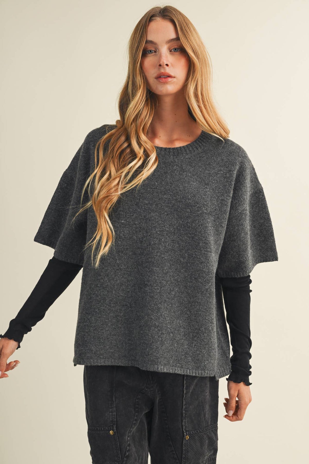 Center-Seam Boxy Drop-Shoulder Pullover
