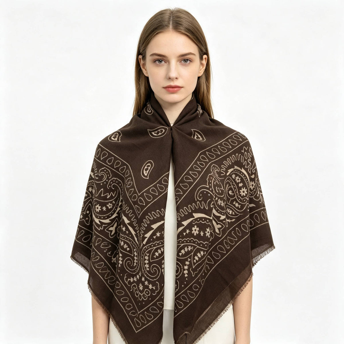 PAISLEY BIG BANDANA SQUARE NECK SCARF