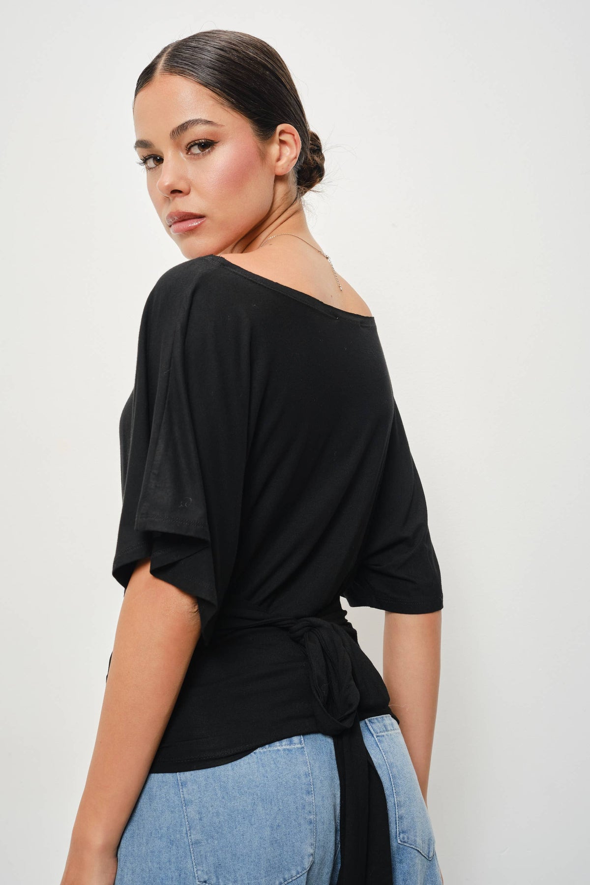 LANA BOAT NECK TIE BACK KNIT TOP
