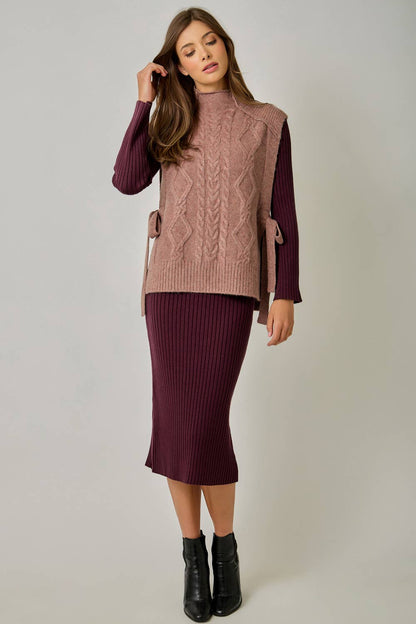 Cable Knit Mohair Side Tie Vest