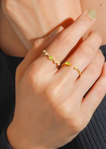 Gold Plated 925 Silver Peridot Verdant Lineage Ring