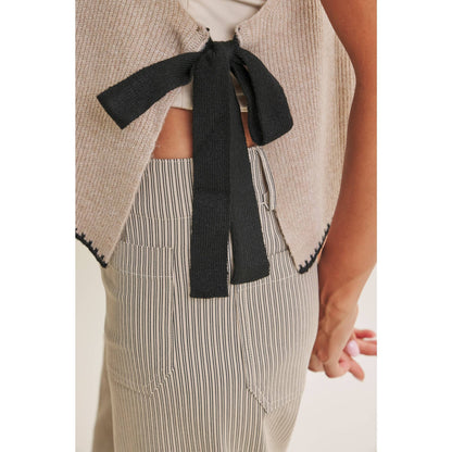 EFFORTLESS WEEKEND SIDE RIBBON TIE WHIPSTITCH SWEATER VEST