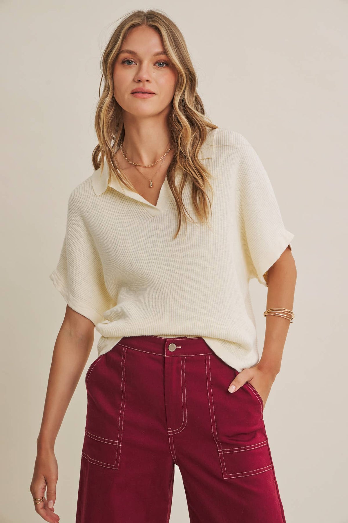 EASY LAYERING FAVORITE RELAXED SLUB RIB DOLMAN SWEATER
