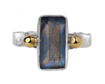 Labradorite 925 Sterling Silver with Brass Ring Jewelry