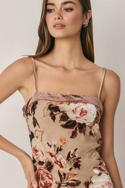 Floral Velvet Burnout Midi Dress