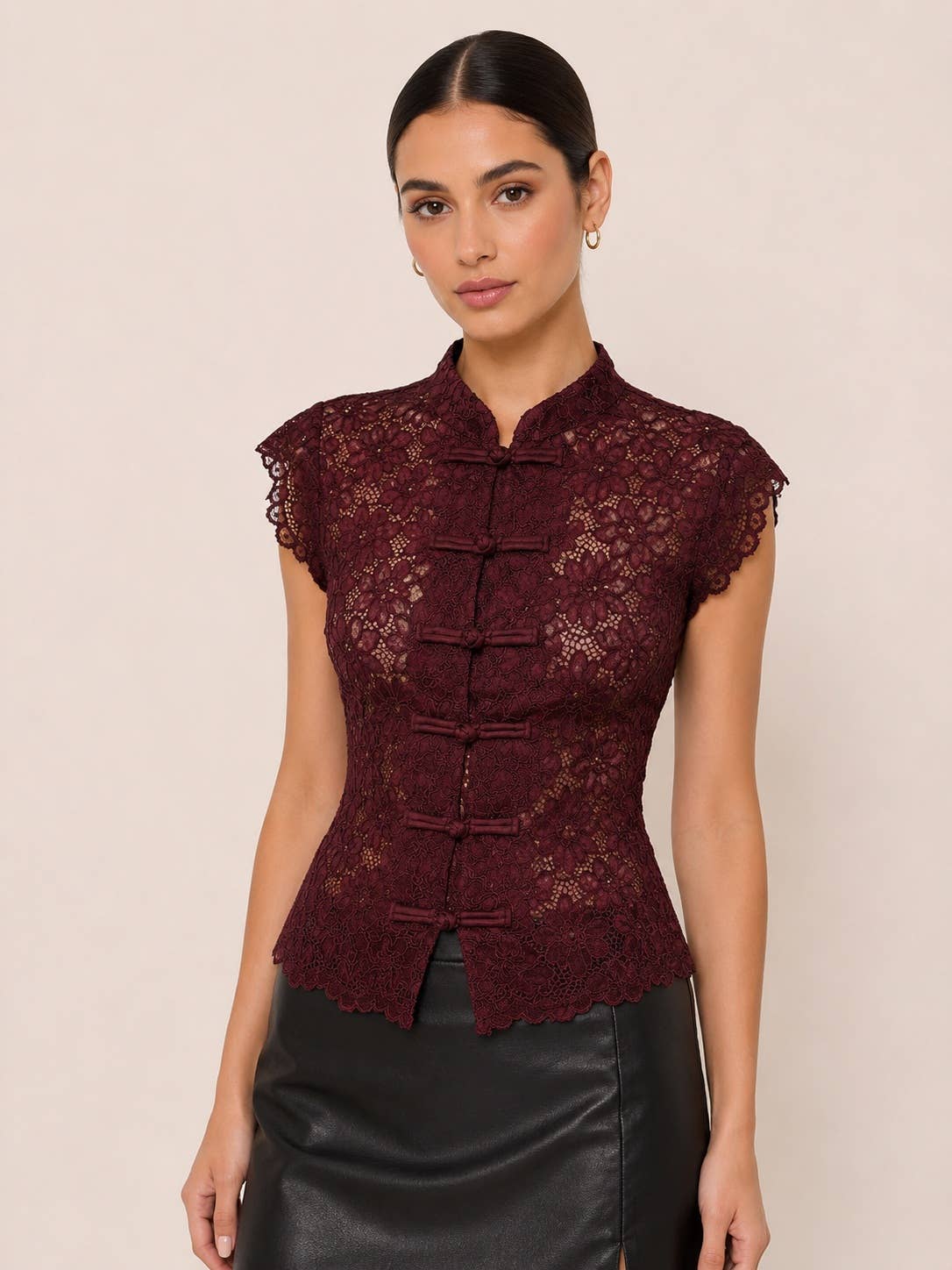 PLUM COLLAR LACE VEST