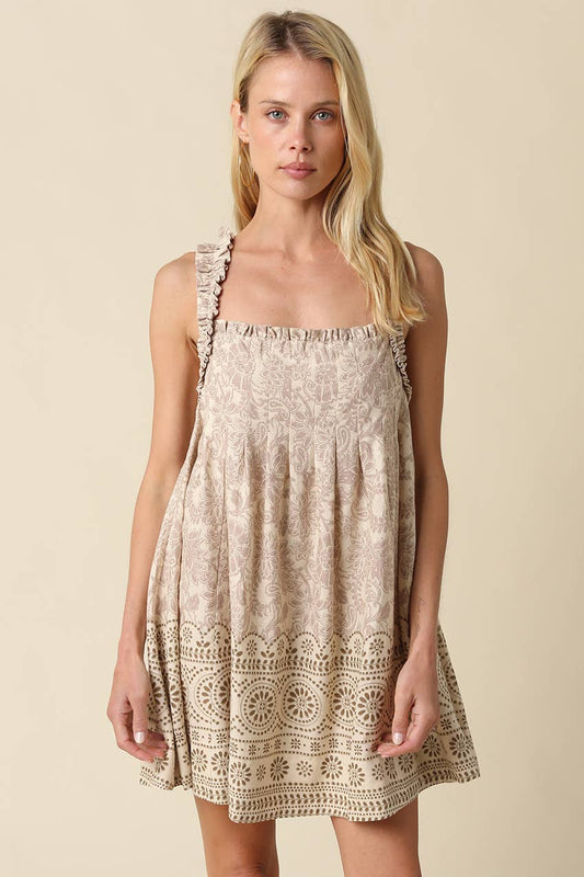 Chloe Printed Babydoll Mini Dress