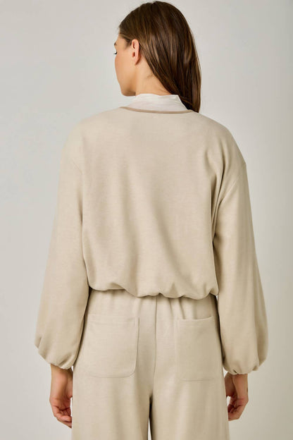 Suede Accent Bubble Hem Jacket