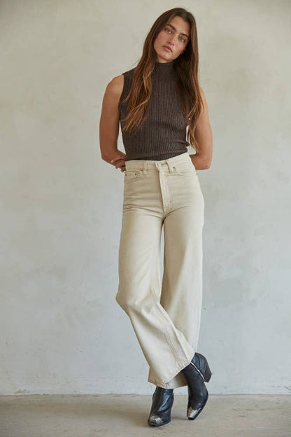 Knit Turtleneck Sleeveless Pullover Top