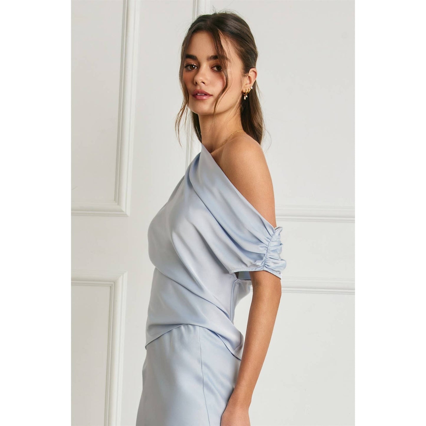 Satin Asymmetrical One Shoulder Top