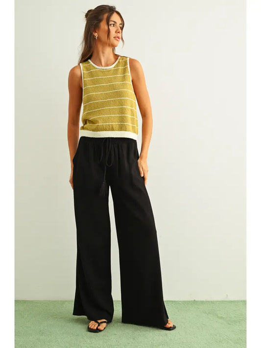 Linen Smocked Waist Pants