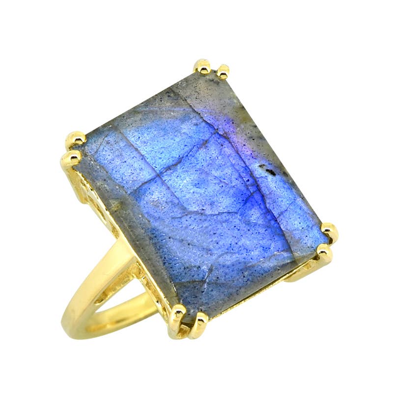 Gold Plated Over Silver Labradorite Aetherlight Crest Ring
