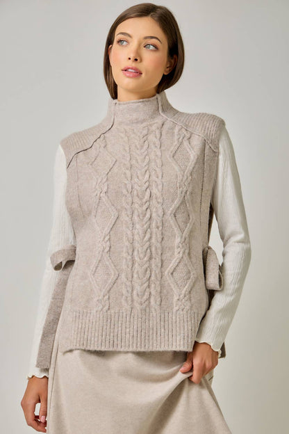 Cable Knit Mohair Side Tie Vest